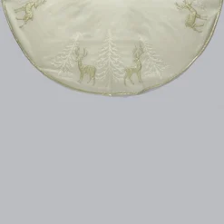 48 Inch And Smaller*CC Christmas Decor 48" Metallic Gold Colored Tree And Reindeer Applique Decorative Tree Skirt