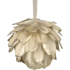 Northlight Balls>4.5" Metallic Gold Glitter Feather Pine Cone Christmas Ornament