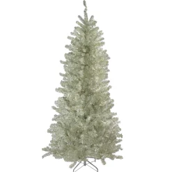 Northlight 9 And 9.5 Feet Tall>9' Metallic Platinum Artificial Tinsel Christmas Tree - Unlit