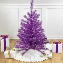 Northlight 3 And 3.5 Feet Tall>3' Metallic Purple Tinsel Artificial Christmas Tree - Unlit