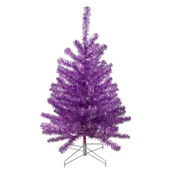 Northlight 3 And 3.5 Feet Tall>3' Metallic Purple Tinsel Artificial Christmas Tree - Unlit