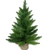 Northlight 2.5 Feet Tall And Smaller>24" Mini Balsam Pine Artificial Christmas Tree In Burlap Base, Unlit