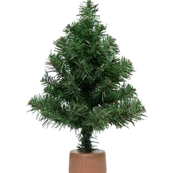 Northlight 2.5 Feet Tall And Smaller>12" Mini Canadian Pine Full Artificial Christmas Tree In Faux Wood Base - Unlit
