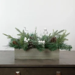 Floral*Northlight 20" Mixed Pine With Pine Cones And Berries Christmas Floral Arrangement
