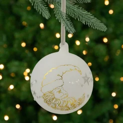 Northlight Santa Claus>4.5" Moon Santa 'Dreams Come True' Frosted Glass Christmas Ornament