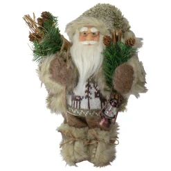Santa Figures*Northlight 12" Mountain Santa Dressed In Plush Brown Coat And Fur Boots Christmas Figure