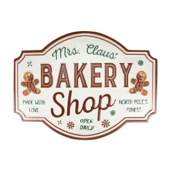 Wall & Door Decorations*Northlight 18" Mrs. Claus' Bakery Shop Metal Christmas Wall Sign