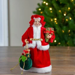 Santa Figures*Northlight 12" Mrs Claus With Present And Gift Bag Christmas Figure