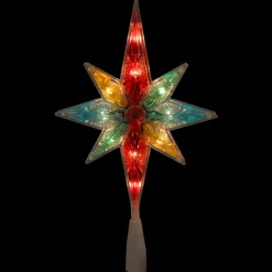 Star Tree Toppers*Northlight 10.75" Multi Colored Faceted Star Of Bethlehem Christmas Tree Topper- Clear Lights