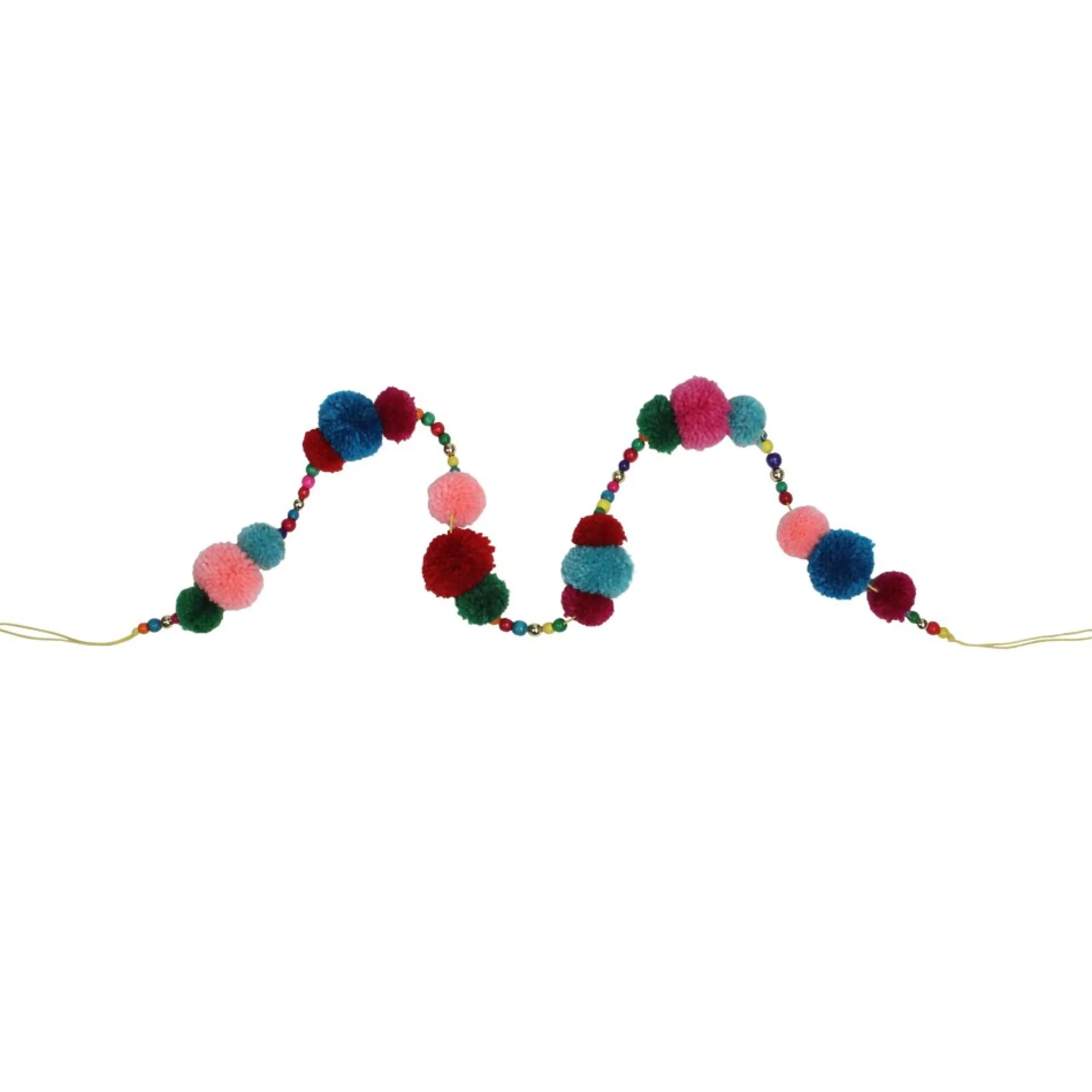 Beaded Garland*Northlight 4.5' Multi-Color Bohemian Christmas Pom Pom Beaded Garland