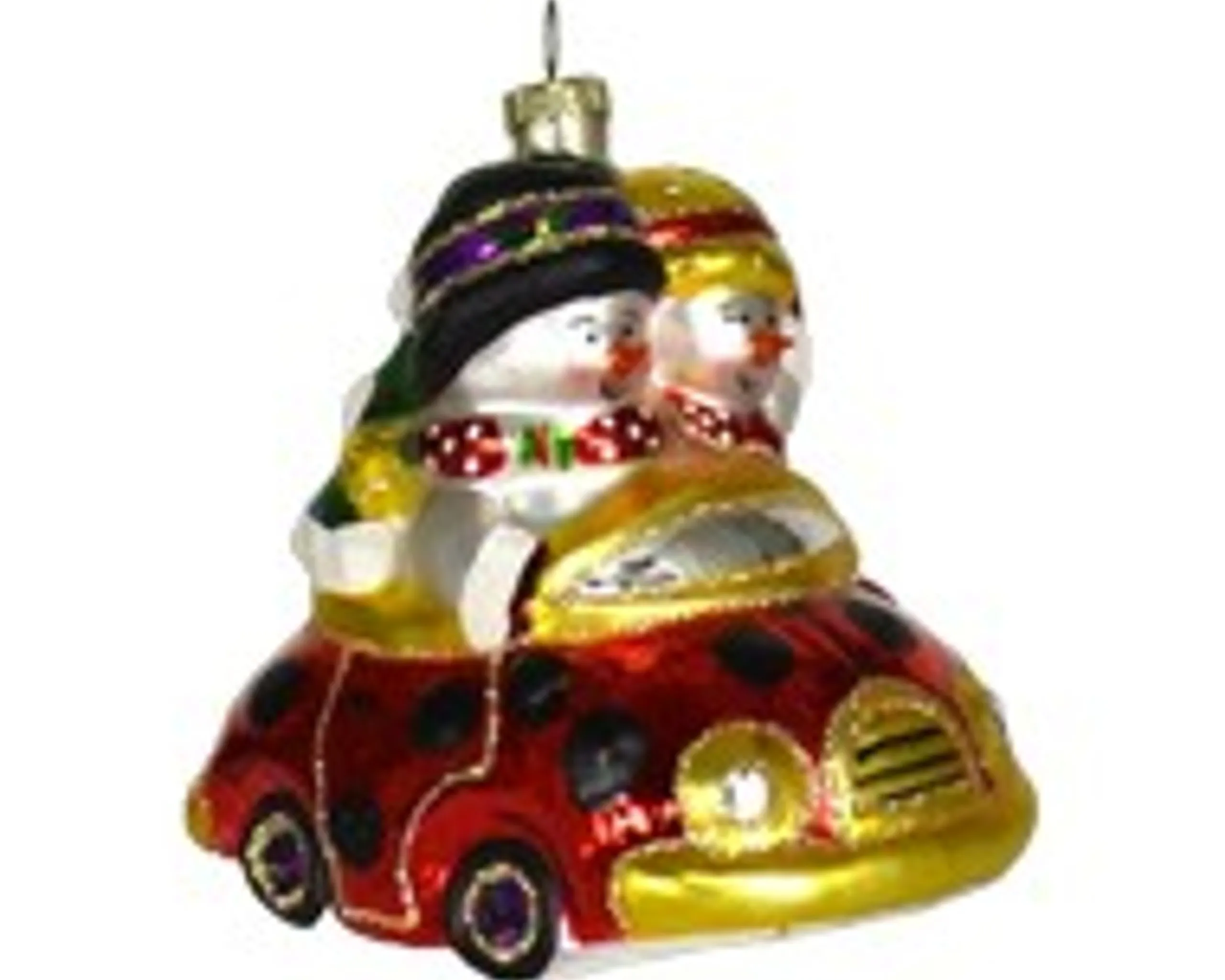 GC Home & Garden Snowmen>5" Multi-Color Couple Snowman Mobile Hand Blown Glass Ornament