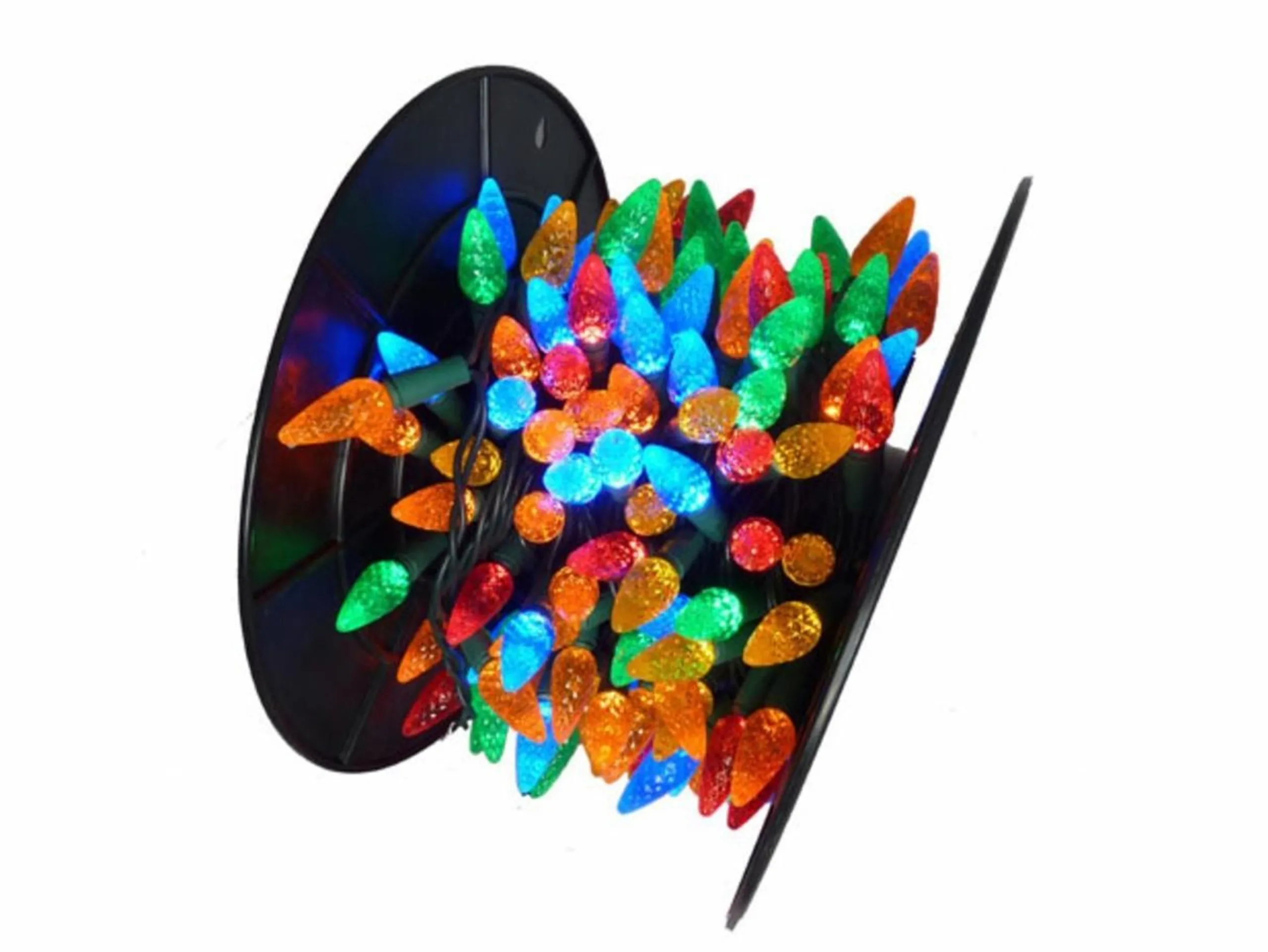 Merry and Light 210 Multi-Color Led C6 Commercial Mini Christmas Lights - 56.5 Ft Green Wire