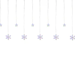 Northlight 250 Multi-Color Led Star And Snowflake Window Curtain Christmas Lights - 16Ft Clear Wire