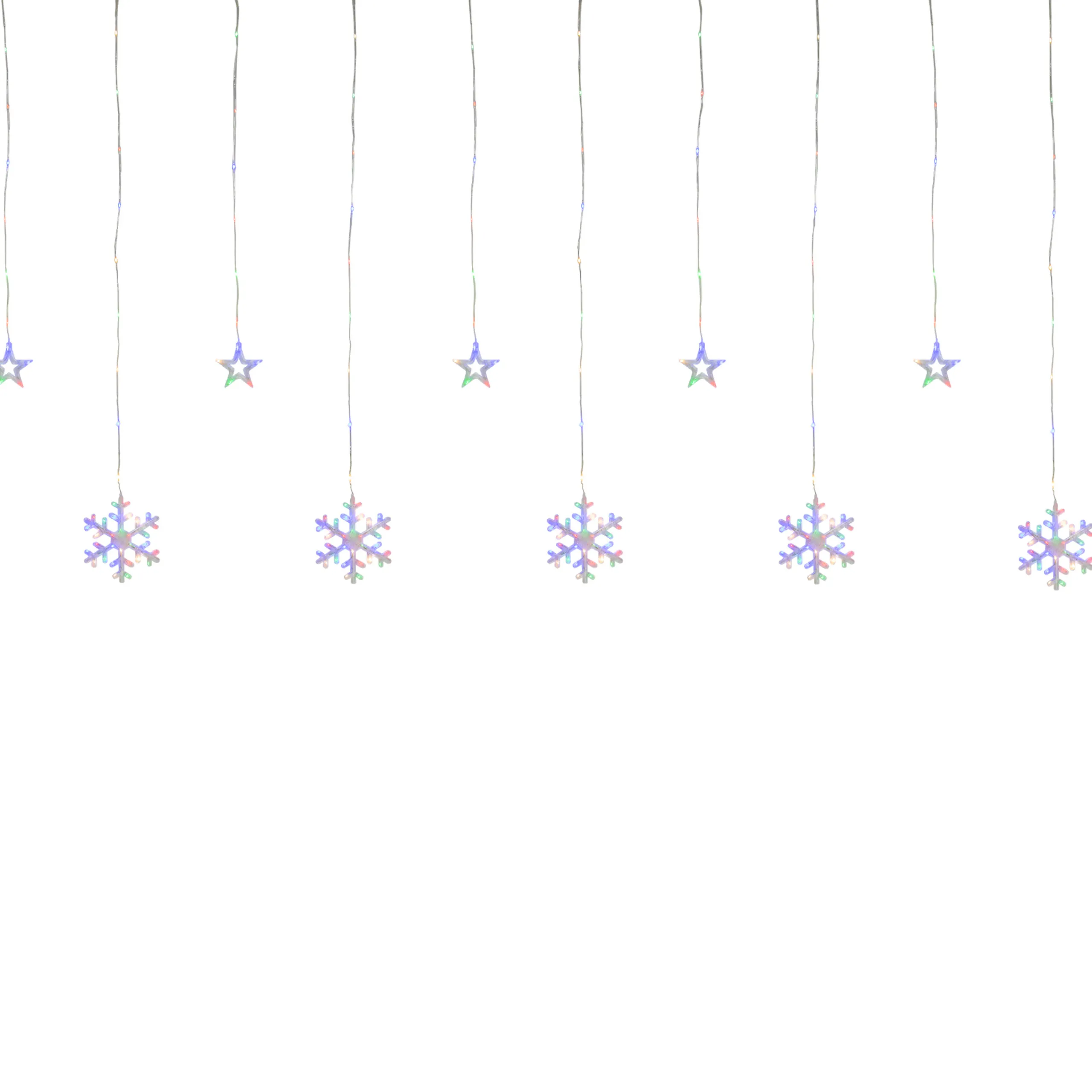 Northlight 250 Multi-Color Led Star And Snowflake Window Curtain Christmas Lights - 16Ft Clear Wire