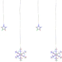 Northlight 250 Multi-Color Led Star And Snowflake Window Curtain Christmas Lights - 16Ft Clear Wire