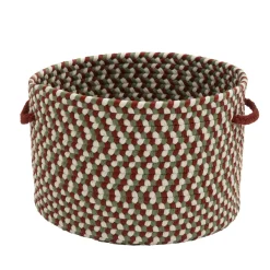 Decoration Storage*Colonial Mills 14" Multicolored Round Braided Holiday Basket With Red Handles