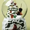 Snow Globes*Roman 5.5" Musical Snowman Conducting Cardinal Bird Chorus Christmas Glitterdome