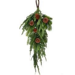 Unlit Teardrops*Contemporary Home Living 27" Norfolk Spruce And Juniper Artificial Christmas Teardrop Swag, Unlit
