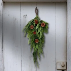 Unlit Teardrops*Contemporary Home Living 27" Norfolk Spruce And Juniper Artificial Christmas Teardrop Swag, Unlit