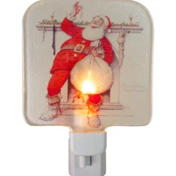 Northlight 6" Norman Rockwell 'Filling The Stocking' Glass Christmas Night Light