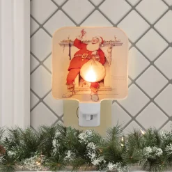 Northlight 6" Norman Rockwell 'Filling The Stocking' Glass Christmas Night Light