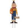 Glitzhome 36" Orange And Blue 'Happy Harvest' Scarecrow Yard Stake Thanksgiving Sign Decor