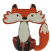 Northlight 9.5" Orange And Cream White Plaid Plush Sitting Fox Tabletop Decor