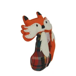Northlight 9.5" Orange And Cream White Plaid Plush Sitting Fox Tabletop Decor