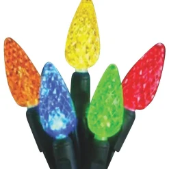 Hofert 70 Orange And Green Led Facet C6 Twinkling Christmas Lights - 23.5 Ft Green Wire