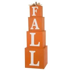 Glitzhome 38" Orange And White 'Fall' Nested Box Outdoor Patio Thanksgiving Decor