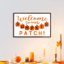 Northlight 20.25" Orange And White "Welcome To Our Pumpkin Patch!" Autumn Metal Wall Decor