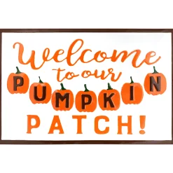 Northlight 20.25" Orange And White "Welcome To Our Pumpkin Patch!" Autumn Metal Wall Decor