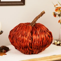 Northlight 8.5" Orange Autumn Harvest Woven Pumpkin Decoration