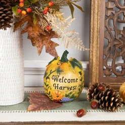 Northlight 7" Orange "Welcome Harvest" Pumpkin Fall Tabletop Decoration