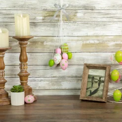 Northlight 11" Pastel Pink, Green And White Spring Easter Egg Cluster Hanging Decoration
