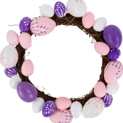 Northlight 10" Pastel Pink, Purple And White Easter Egg Spring Wreath