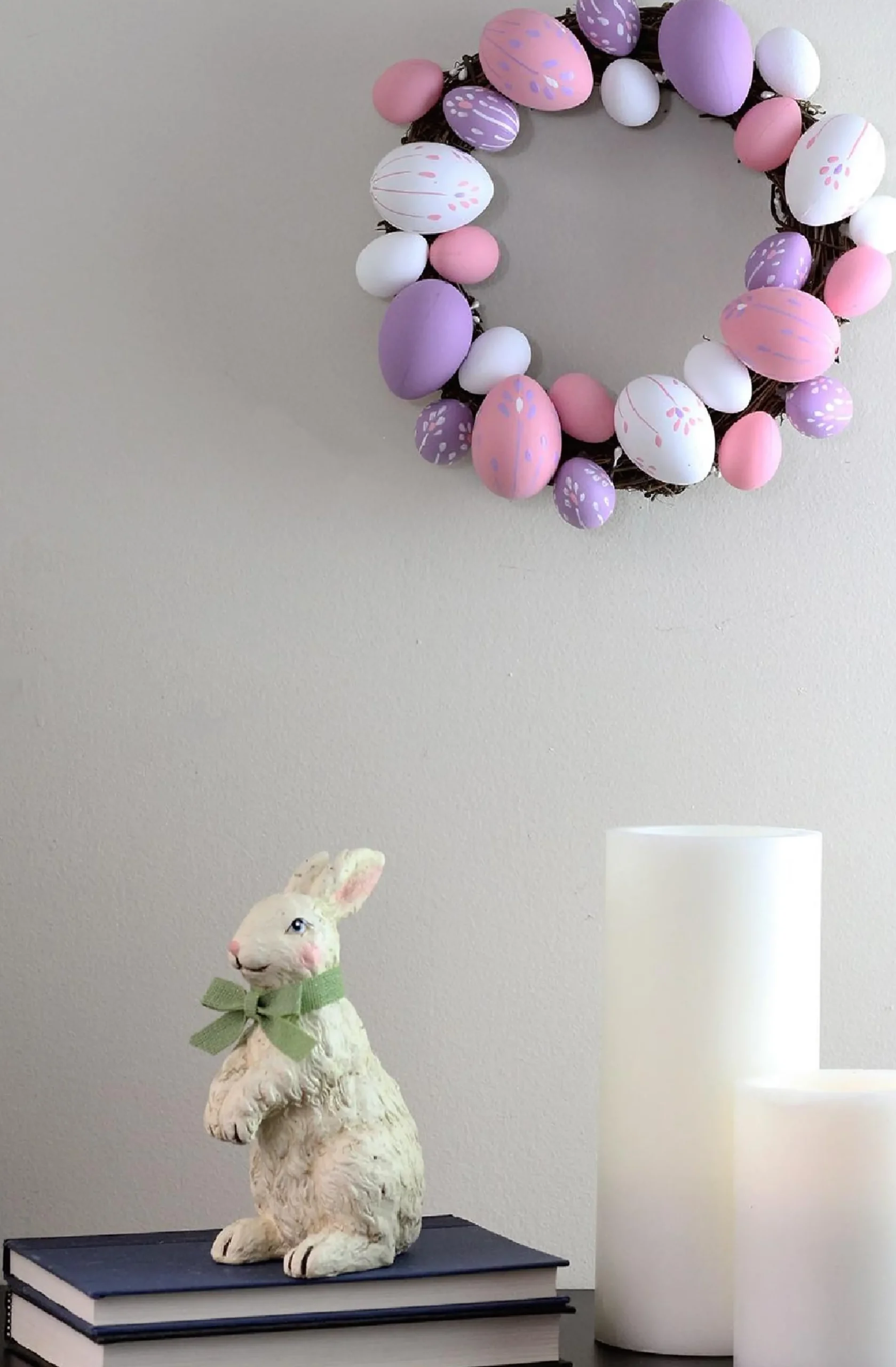Northlight 10" Pastel Pink, Purple And White Easter Egg Spring Wreath