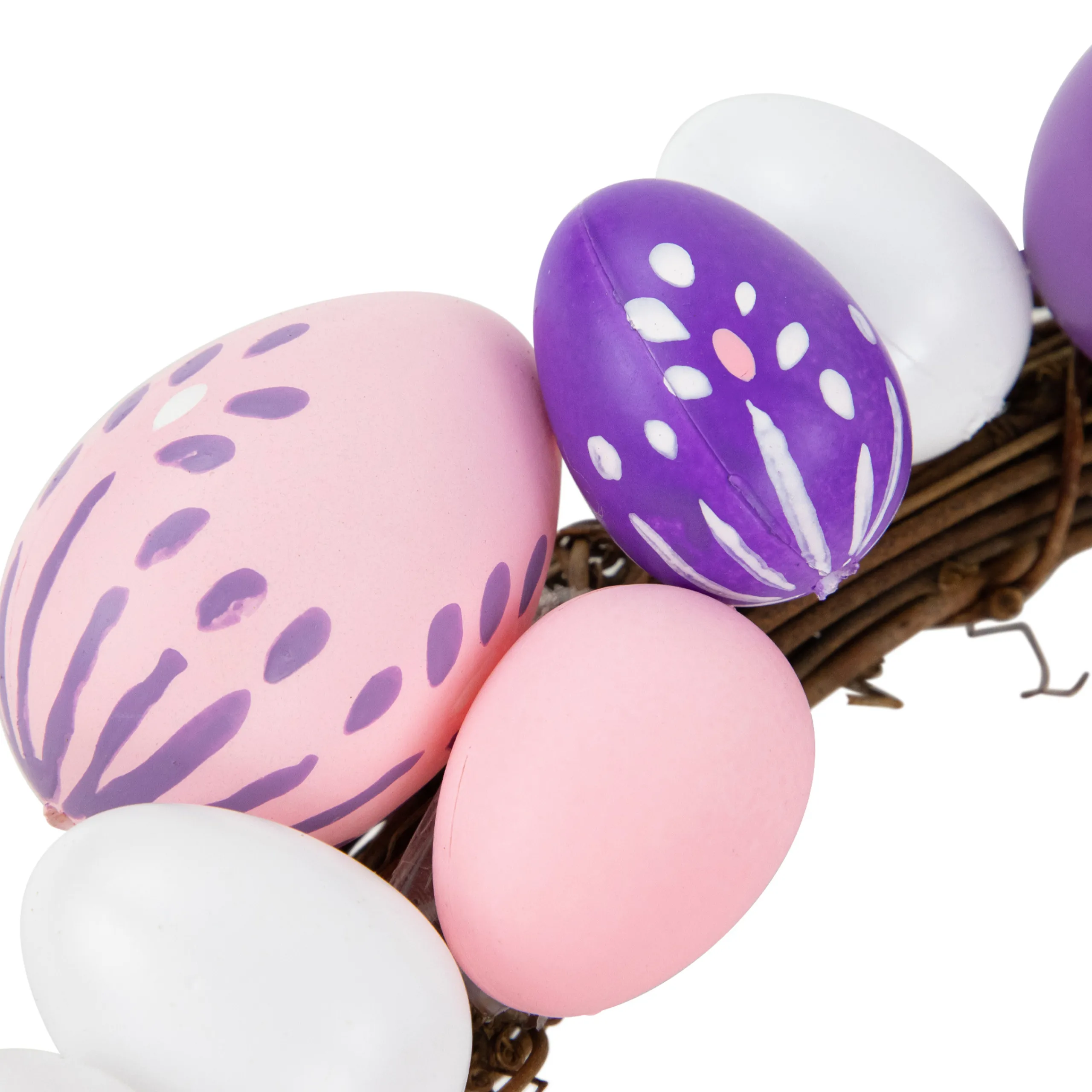 Northlight 10" Pastel Pink, Purple And White Easter Egg Spring Wreath