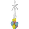 Northlight 11.75" Pastel Yellow, Blue And Pink Floral Striped Spring Easter Egg Cluster Hanging Decoration