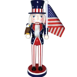 CC Christmas Decor 14" Patriotic Christmas Nutcracker With Flag And Eagle