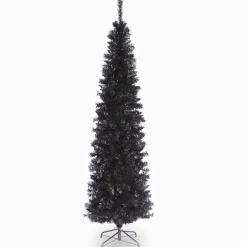 National Tree Company Black Trees>6' Pencil Black Tinsel Artificial Christmas Tree, Unlit