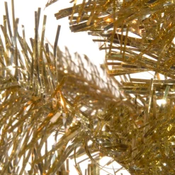 National Tree Company Gold Trees>7' Pencil Champagne Gold Tinsel Artificial Christmas Tree, Unlit