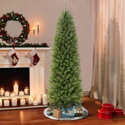 CC Christmas Decor Unlit Traditional Trees>6.5' Pencil Fraser Fir Artificial Christmas Tree With Stand, Unlit