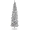 National Tree Company Silver Trees>6' Pencil Silver Tinsel Artificial Christmas Tree, Unlit