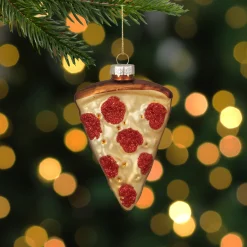 Northlight Food & Beverage>4" Pepperoni Pizza Slice Glass Christmas Ornament