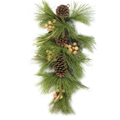 Unlit Teardrops*Northlight 30" Pine Needles With Pinecones And Golden Antlers Artificial Christmas Teardrop Swag - Unlit