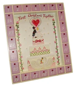Advent Calendars*CC Christmas Decor 17" Pink And Beige First Christmas Together Wedding Advent Calendar