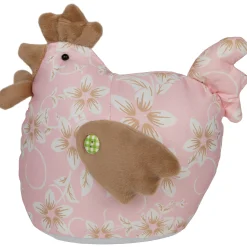 Northlight 8" Pink And Brown Floral Easter Country Hen Spring Figure