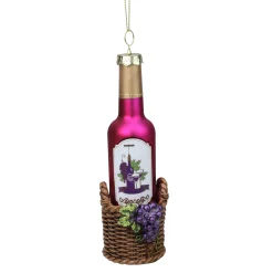 Northlight Food & Beverage>6.25" Pink And Brown Wine Bottle Hanging Christmas Ornament