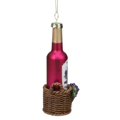 Northlight Food & Beverage>6.25" Pink And Brown Wine Bottle Hanging Christmas Ornament